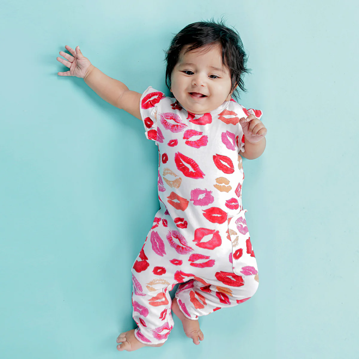 Bamboo Baby Jumpsuit Sweet Kisses Ruffled Bamboo Jumpsuit