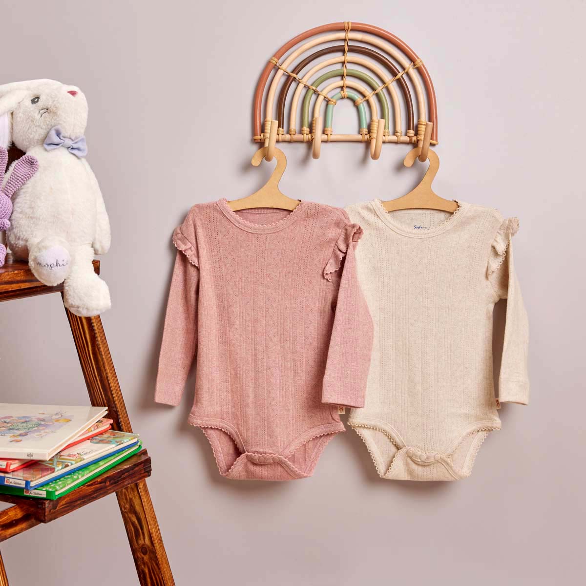 Ecru Long Frill Sleeve Bodysuit Ecru Long Frill Sleeve Bodysuit