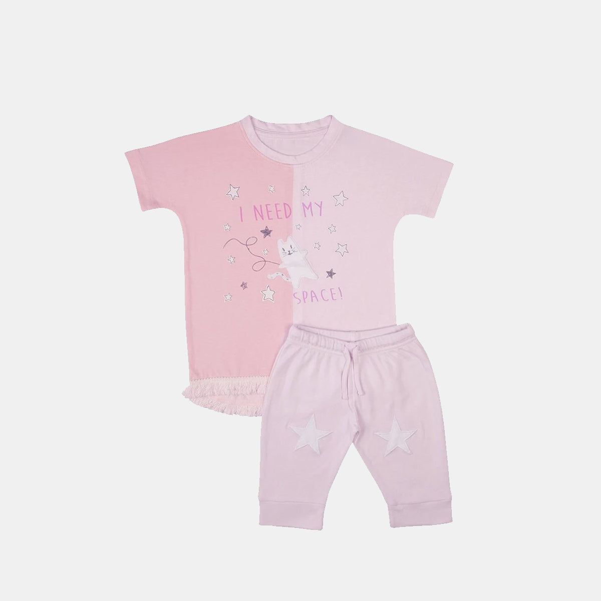 Short Sleeve Fringe Top & Tights Soft Jersey Set Space Cat Short Sleeve Fringe Top & Tights Soft Jersey Set Space Cat