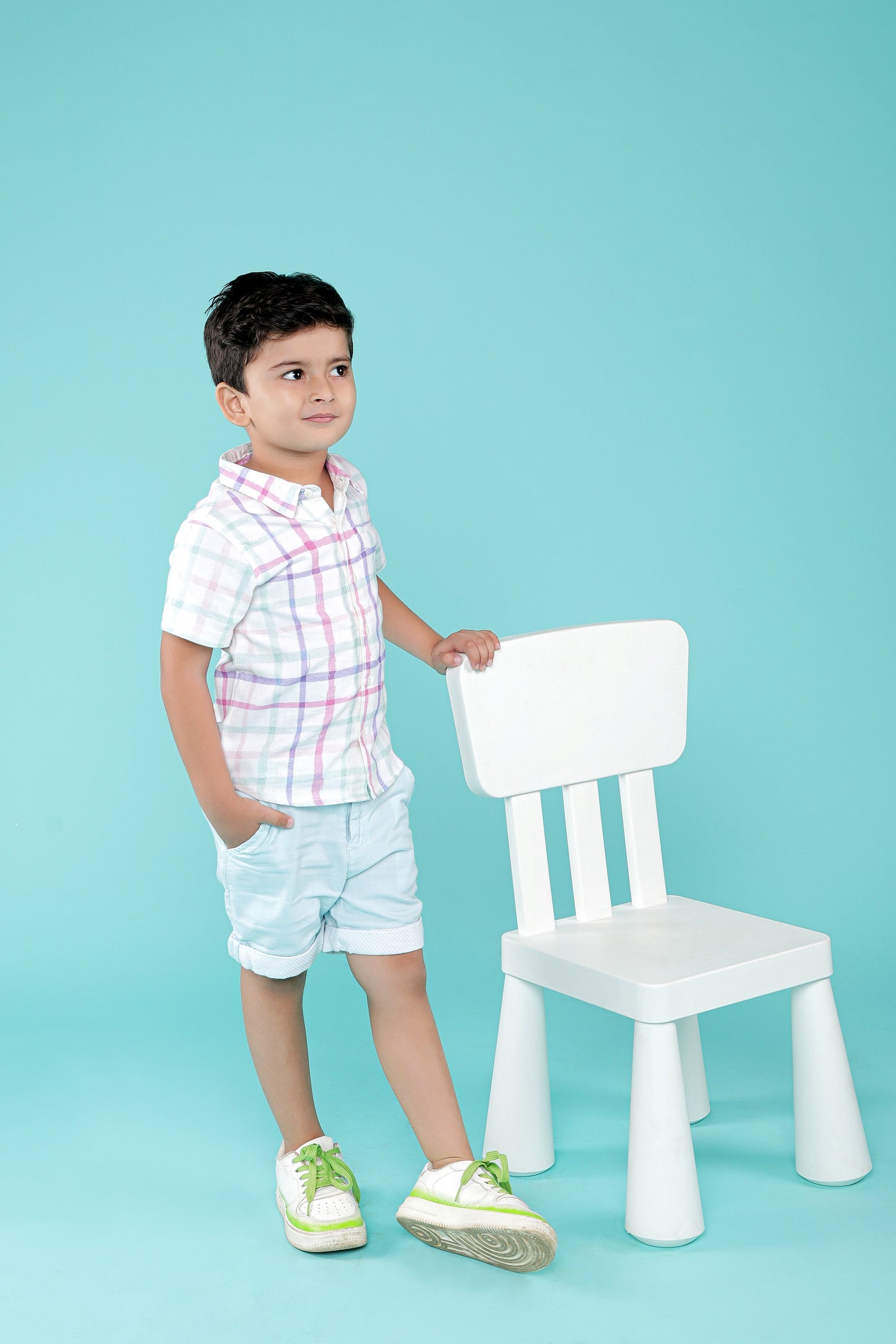 Checkered Watercolour Print Brushed Twill Shirt Checkered Watercolour Print Brushed Twill Shirt