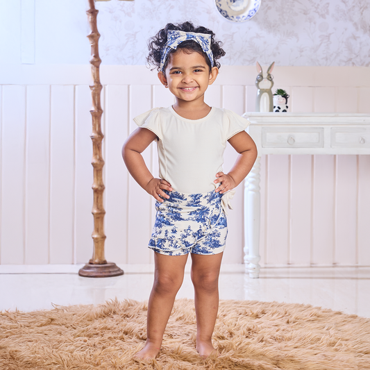 2 Piece Vintage Toile T-shirt & Skort Set