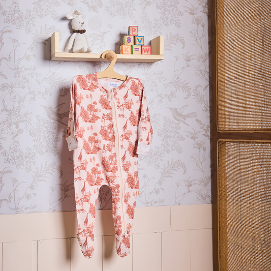 Forest Fables Toile Bamboo Zipper Footie
