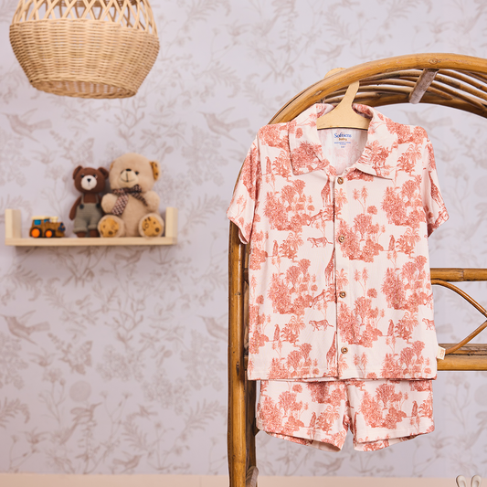 2 Piece Forest Fables Toile Knit Shirt & Shorts Set