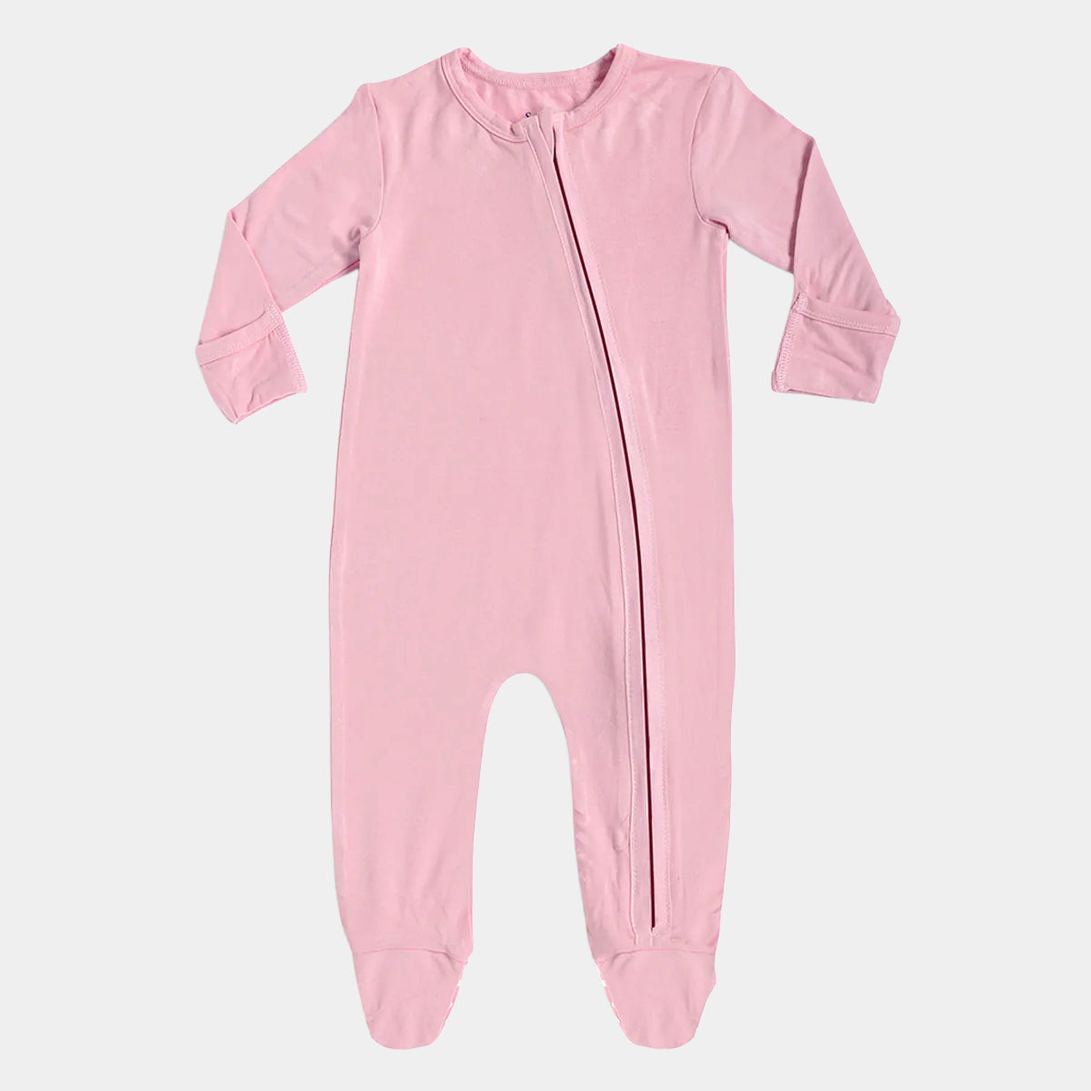 Coral Blush Bamboo Zipper Footie