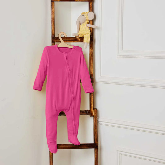 Sweet Pink Bamboo Zipper Footie