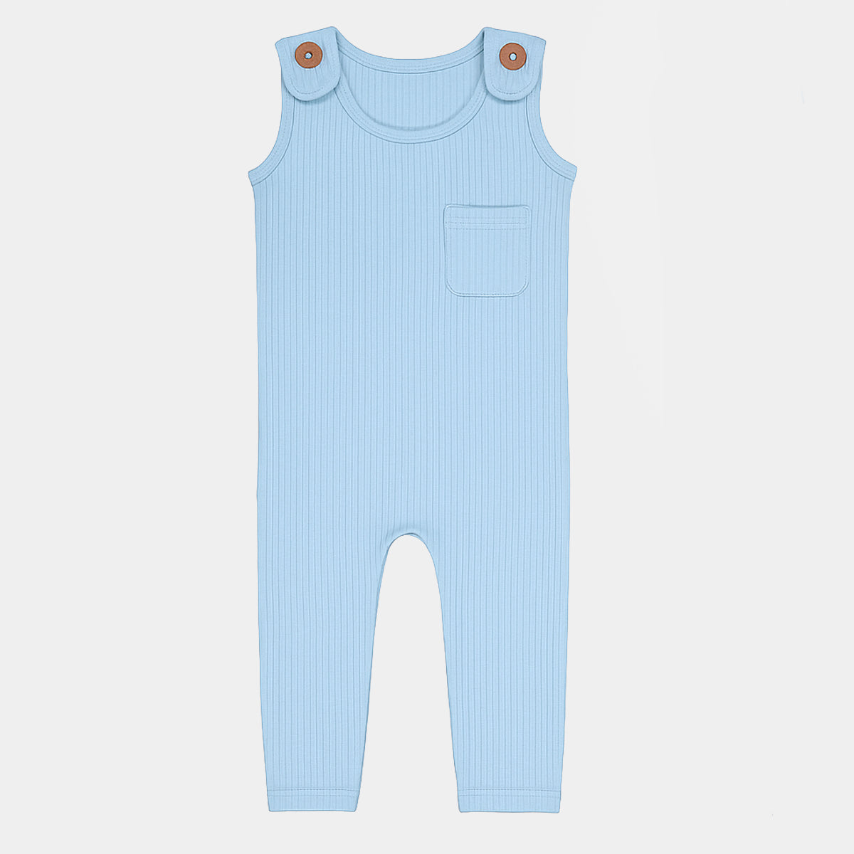 Powder Blue Sleeveless Ribbed Romper