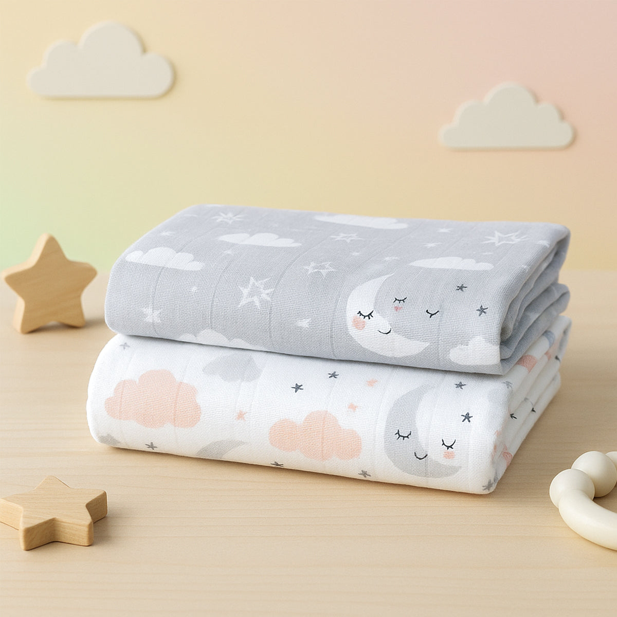 Little Dreamers Organic Muslin Swaddle - Pack of 2