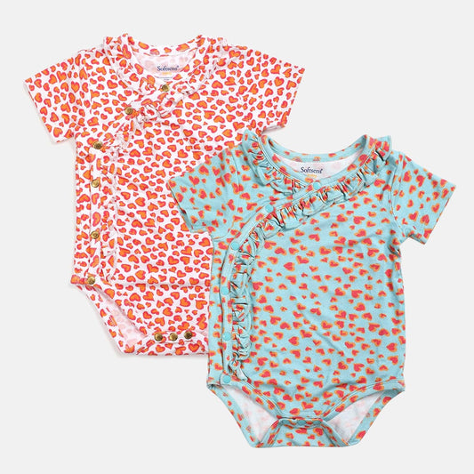 Pack of 2 Sweethearts Side-snap Bamboo Bodysuits