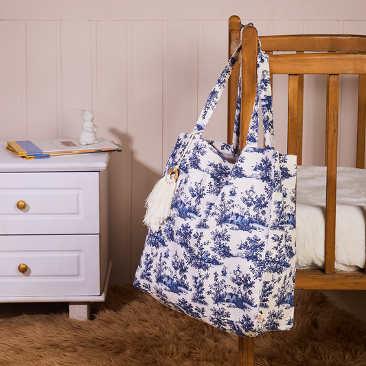 Vintage Toile Canvas Tote Bag