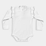 Simply White Long-sleeved Ribbed Bodysuit