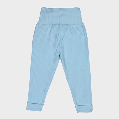 Powder Blue Long Sleeved Ribbed Top & Bottom Set
