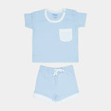 Powder Blue Ribbed Top & Shorts Set