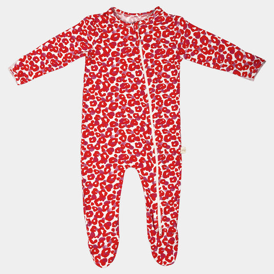 Animal Print Bamboo Zipper Footie