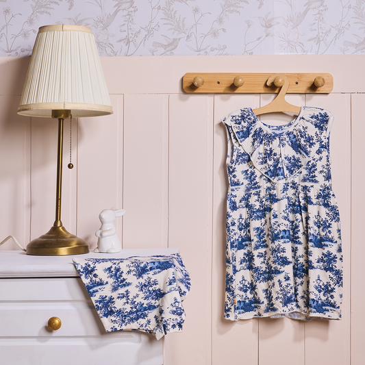 Vintage Toile Dress & Bloomers Set