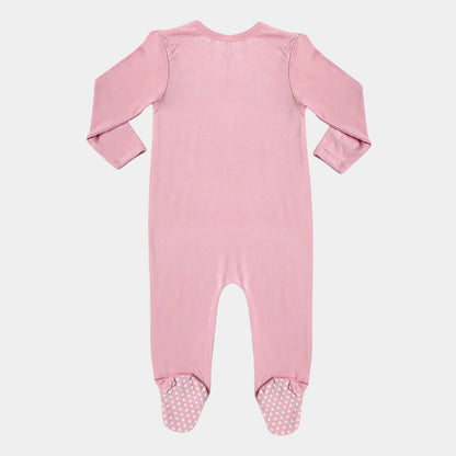 Coral Blush Bamboo Zipper Footie
