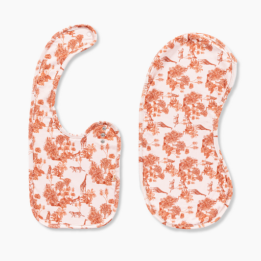 2 Pack Forest Fables Toile Bib & Burp Cloth Set