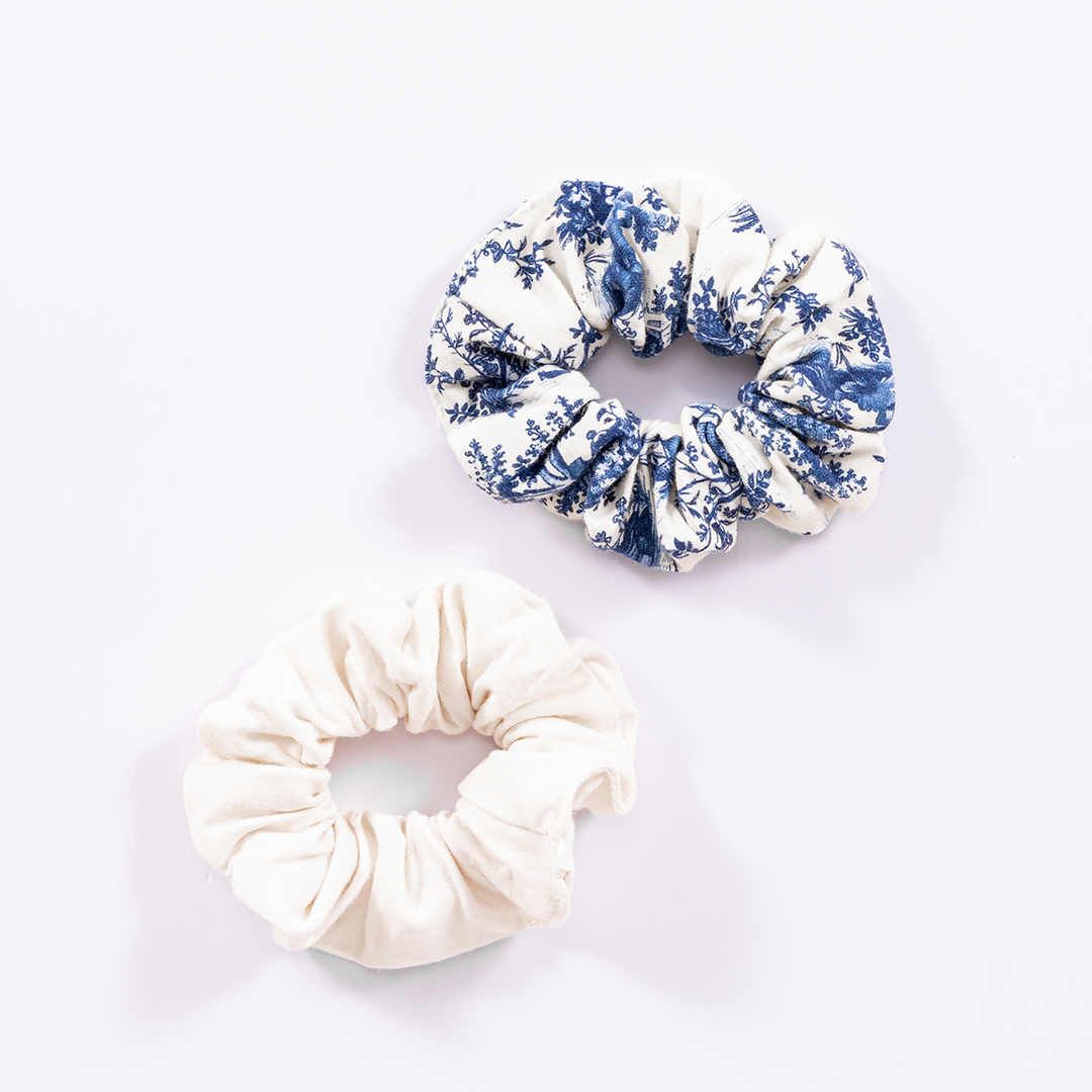 2 Pack Vintage Toile Scrunchie (vanilla ice & Toile)
