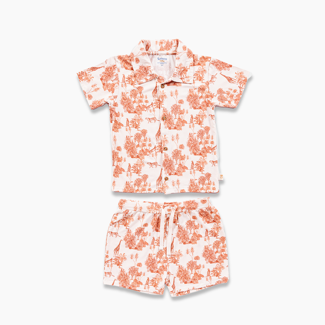 2 Piece Forest Fables Toile Knit Shirt & Shorts Set