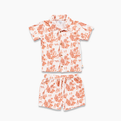 2 Piece Forest Fables Toile Knit Shirt & Shorts Set