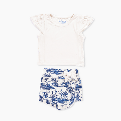 2 Piece Vintage Toile T-shirt & Skort Set