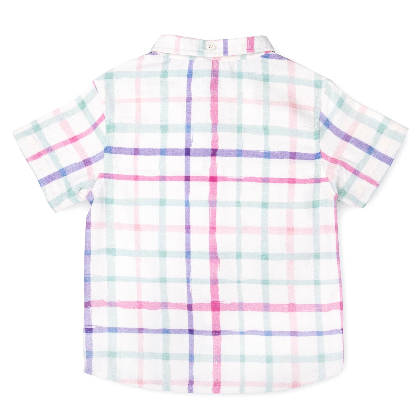 Checkered Watercolour Print Brushed Twill Shirt