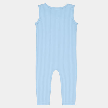 Powder Blue Sleeveless Ribbed Romper