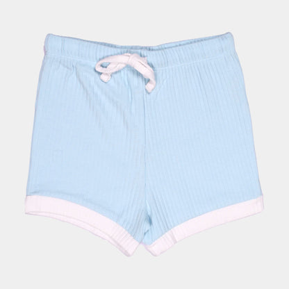 Powder Blue Ribbed Top & Shorts Set