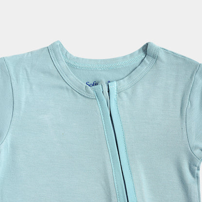 Aquifer Teal Bamboo Zipper Footie