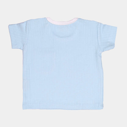 Powder Blue Ribbed Top & Shorts Set