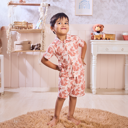 2 Piece Forest Fables Toile Knit Shirt & Shorts Set