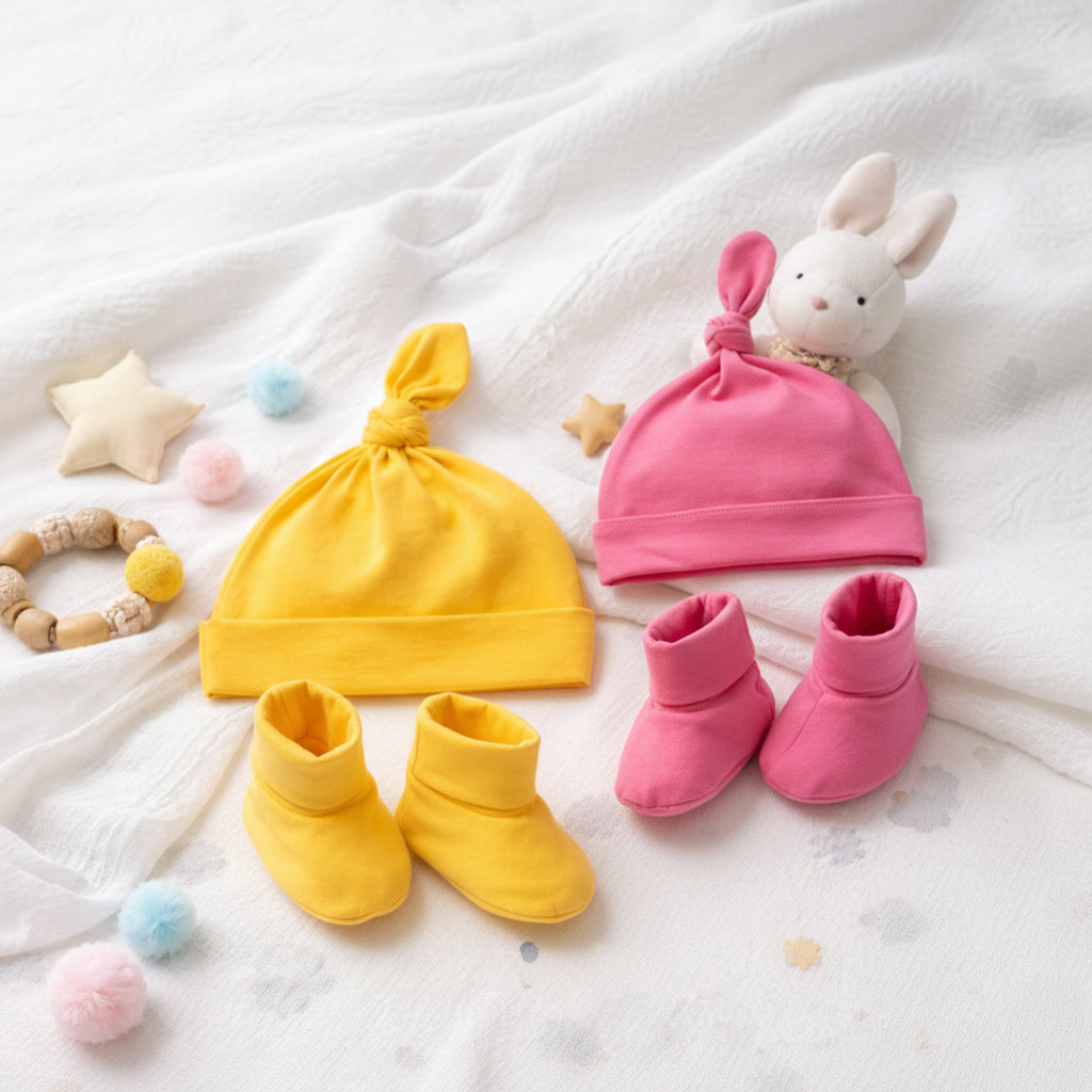 Sweet Pink Bamboo Beanie & Booties