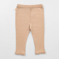 Ribbed Leggings with Lace - Latte