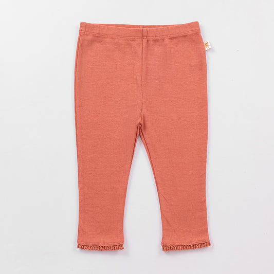 Ribbed Leggings with Lace - Desert Sand