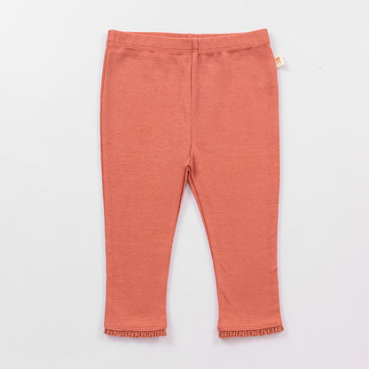 Ribbed Leggings with Lace - Desert Sand