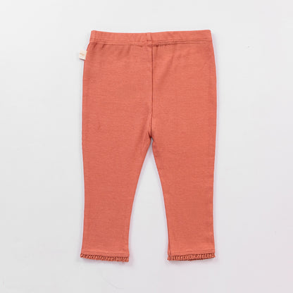 Ribbed Leggings with Lace - Desert Sand