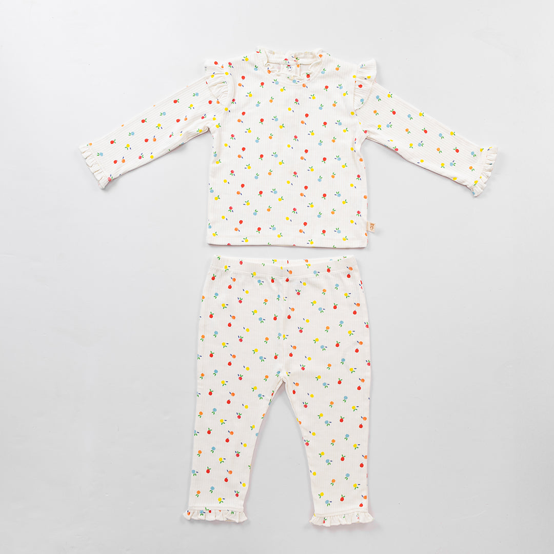 Berry Pop Ribbed Co-ord Set - Ivory