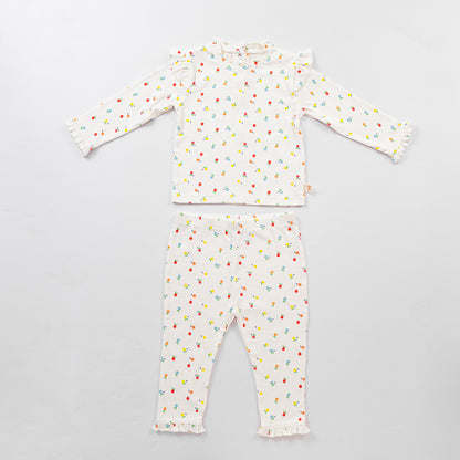Berry Pop Ribbed Co-ord Set - Ivory