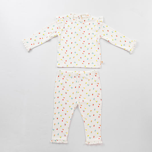 Berry Pop Ribbed Co-ord Set - Ivory