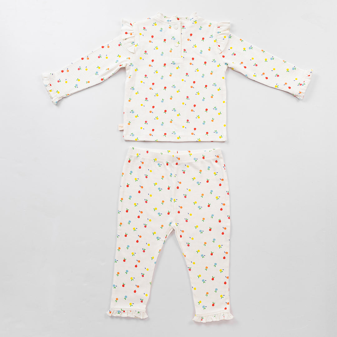Berry Pop Ribbed Co-ord Set - Ivory