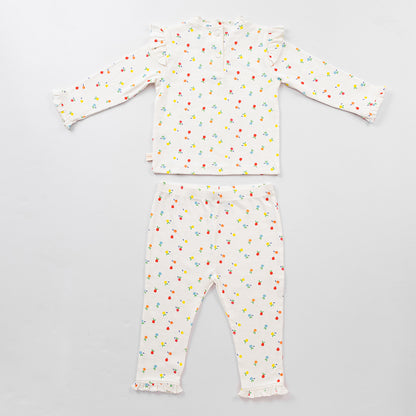 Berry Pop Ribbed Co-ord Set - Ivory