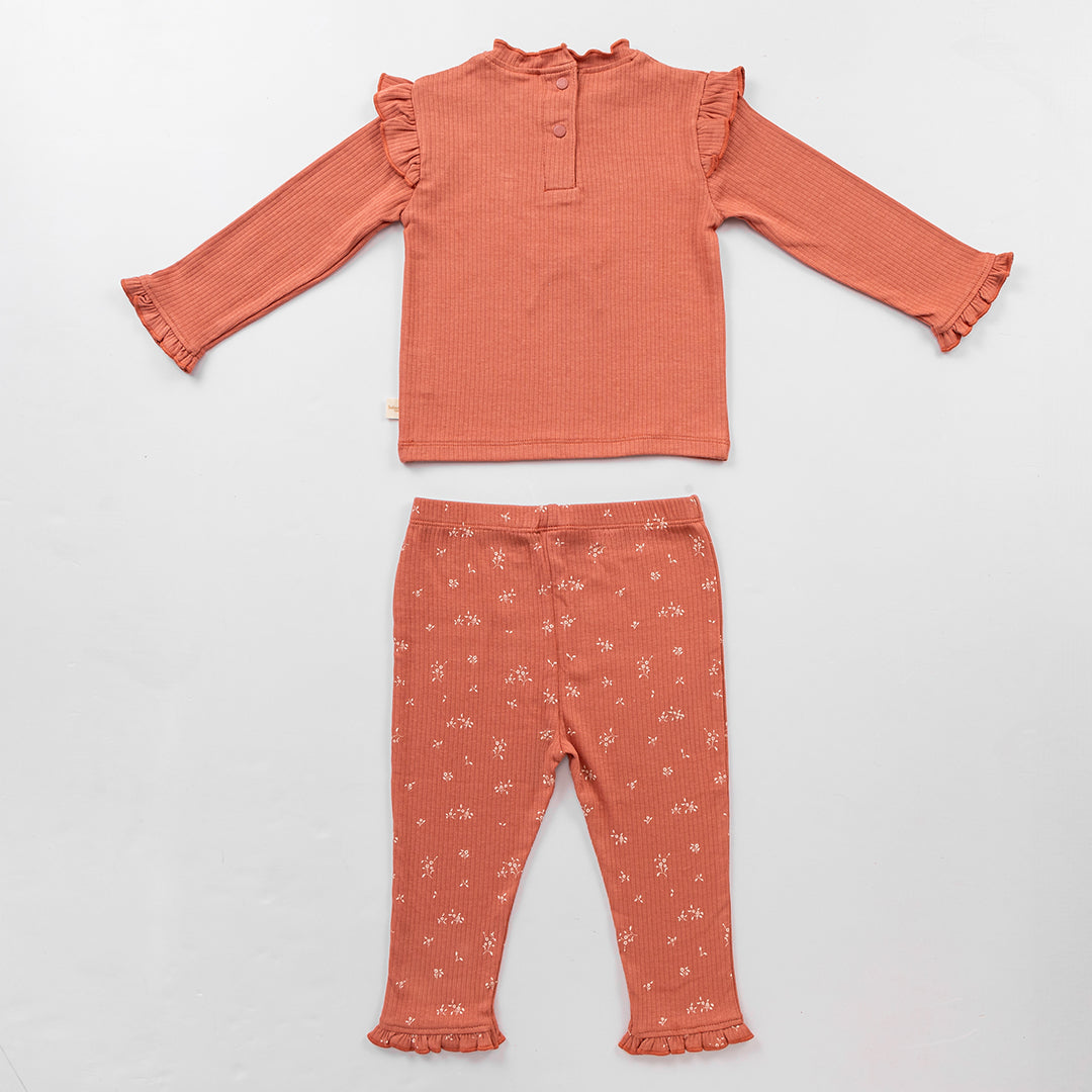 Bouquet Ribbed Co-ord Set - Desert Sand