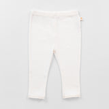 Ribbed Leggings with Lace - Ivory