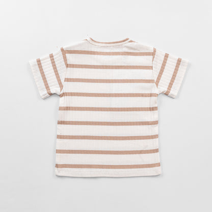 Striped Ribbed T-shirt - Latte