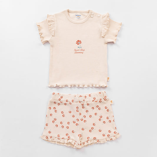 2 Piece Never Stop Blooming Co-ord Set – Beige