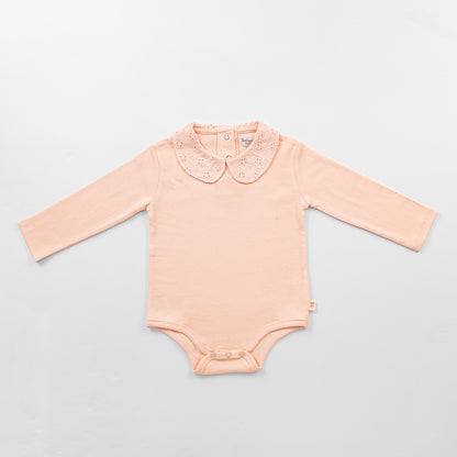 Peter Pan Collar Bodysuit - Peach Melba