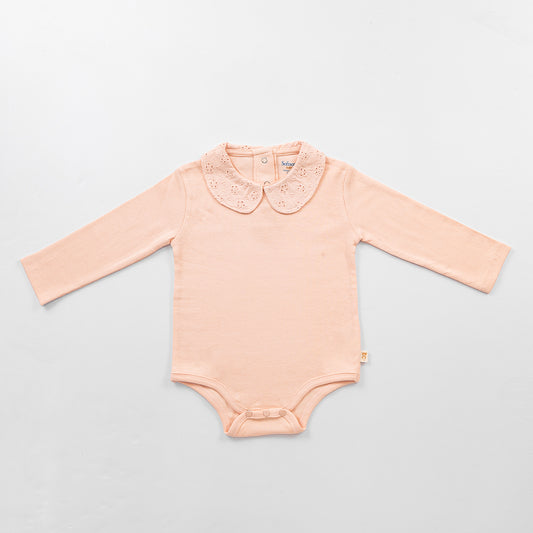 Peter Pan Collar Bodysuit - Peach Melba