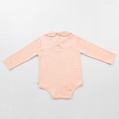 Peter Pan Collar Bodysuit - Peach Melba