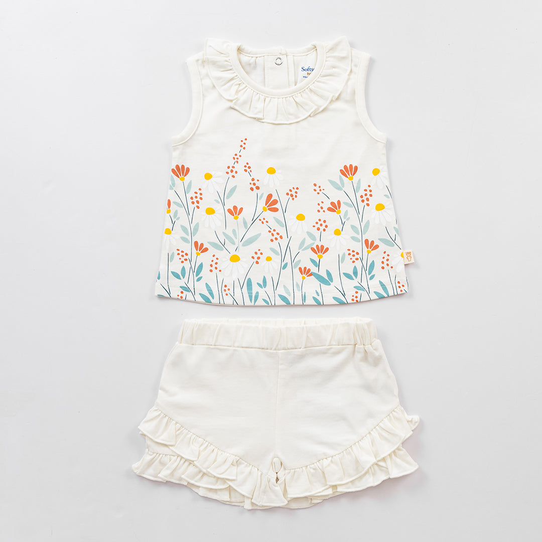 2 Piece Wild Flower Co-ord Set - Ivory
