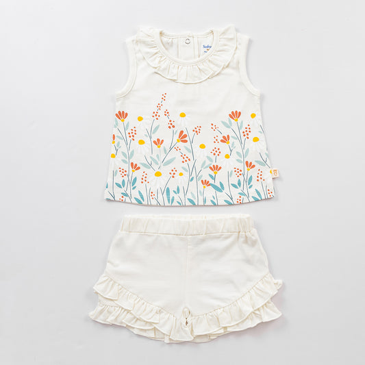 2 Piece Wild Flower Co-ord Set - Ivory
