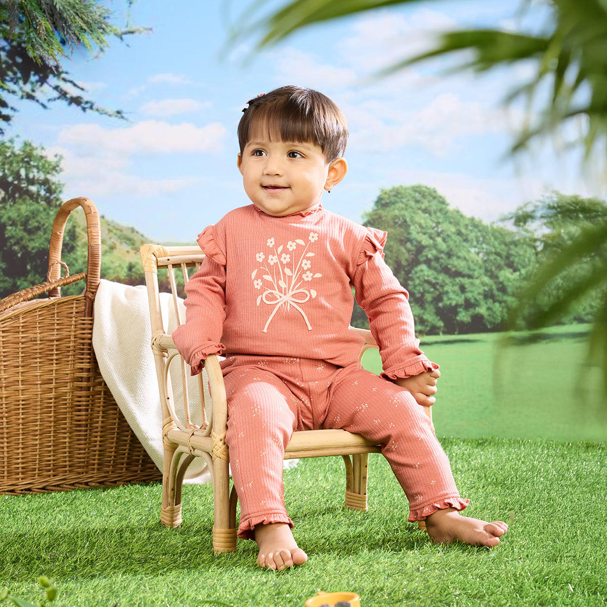 Bouquet Ribbed Co-ord Set - Desert Sand